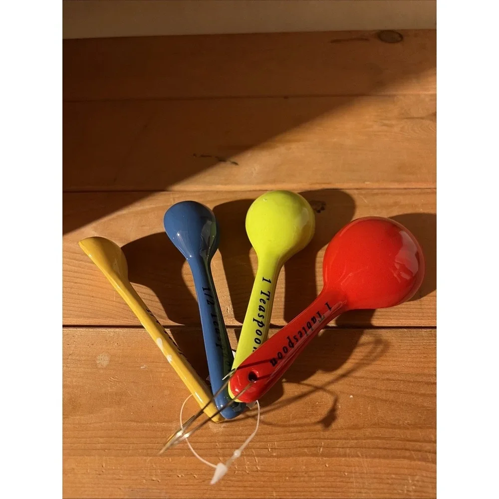 World Market Ceramic Floral Nesting Measuring Spoon Set of 4 New Kitchen